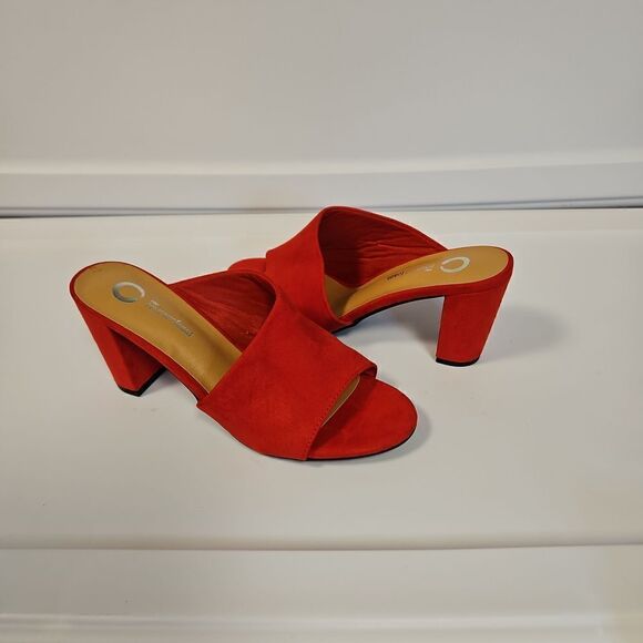 Red Faux Suede Sandals sz 8 - Picture 7 of 7